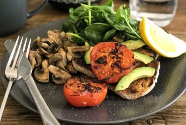 Mushroom, Tomato, Avocado & Greens on Sourdough Toast