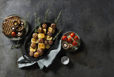 Mushroom Skewers with Haloumi & Rosemary