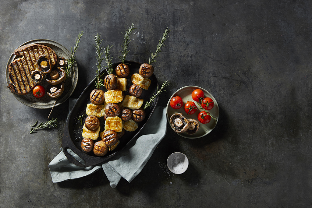 Mushroom Skewers with Haloumi & Rosemary | MushBoom