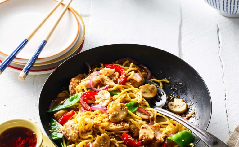 Honey Soy Chicken Stir-fry with Mushrooms and Hokkien Noodles | MushBoom