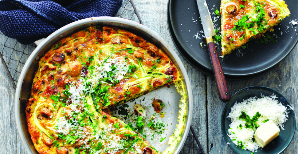 Mushroom, Zucchini and Bacon Family Frittata | MushBoom